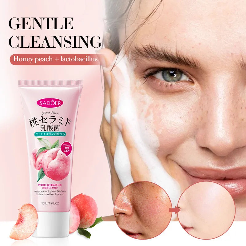 Facial Cleanser Skin Deep Cleansing Moisturizing Blackhead Removal skincare Face Wash Foam Peach Face Cleanser Skin Care 100g