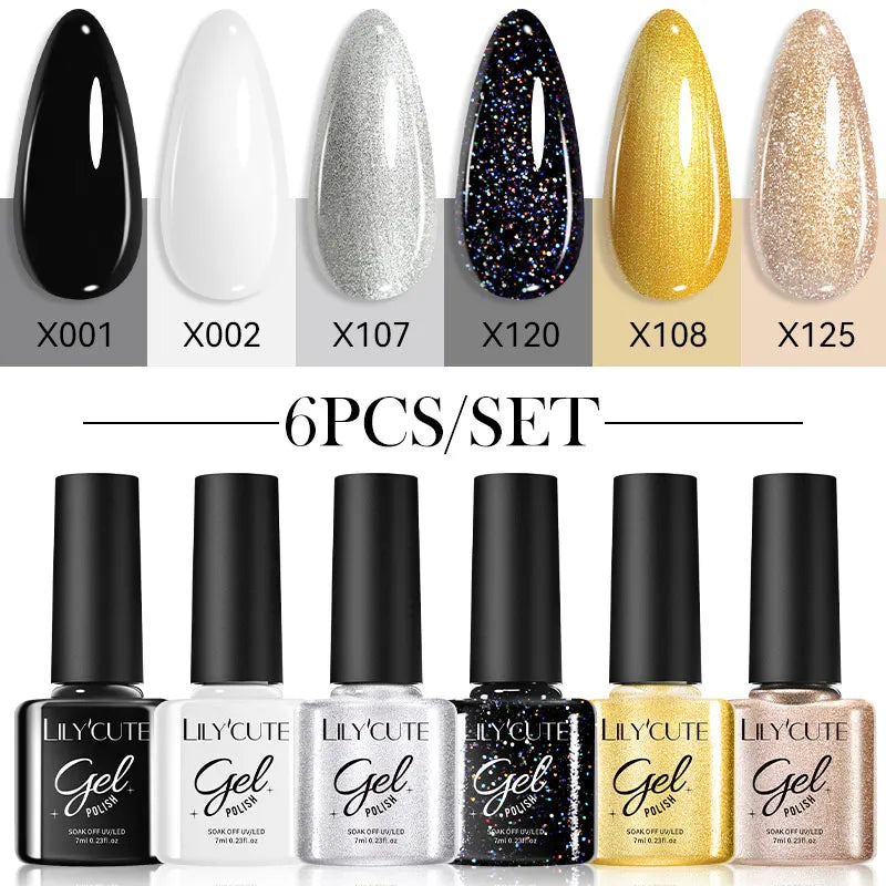 LILYCUTE 6Pcs/set 7ml Coffee Series Gel Nail Polish Kit