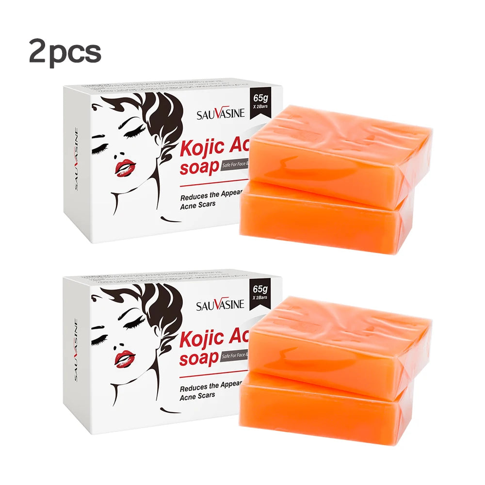 Kojic Acid Brightening Soap Facial Deep Cleansing Soap Exfoliating Even Skin Tone Oil Control Moisturizing Skin Care 65g x2