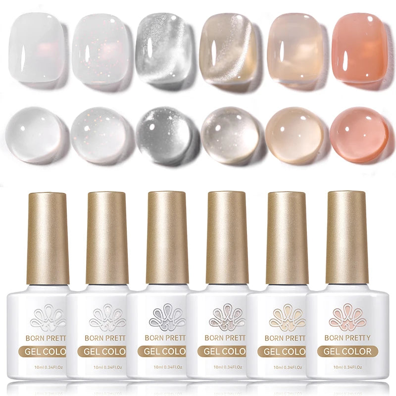 BORN PRETTY 6PCS Gel Polish Set 9D Polaris Cat Magnetic Soak Off UV LED Polish DIY Nail Art Manicure Varnish Base Top Coat