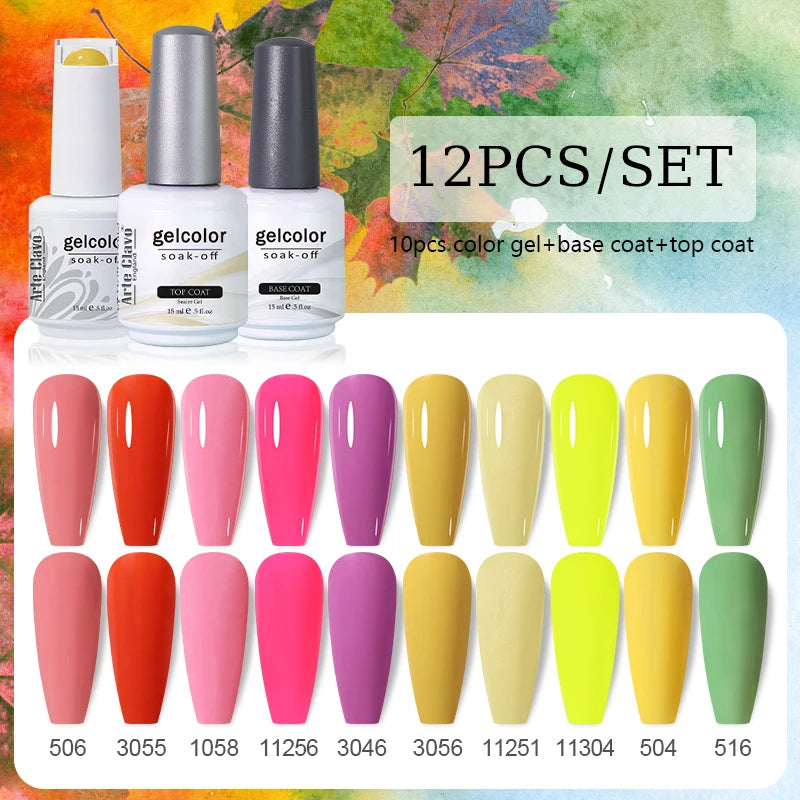 Arte Clavo 10/12/20pcs Gel Nail Polish Set 116 Colors Manicure Semi Permanent Soak Off UV  LED Design Nail Art Gel Varnish Kit