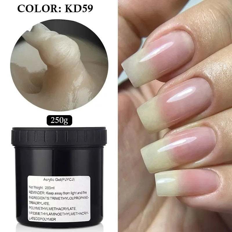 MSHARE 250g Clear Acrylic Gel Hard Gel For Nail Extension Pink Nude White Acrygel Hema Free Builder Nail Gel French Nails Art