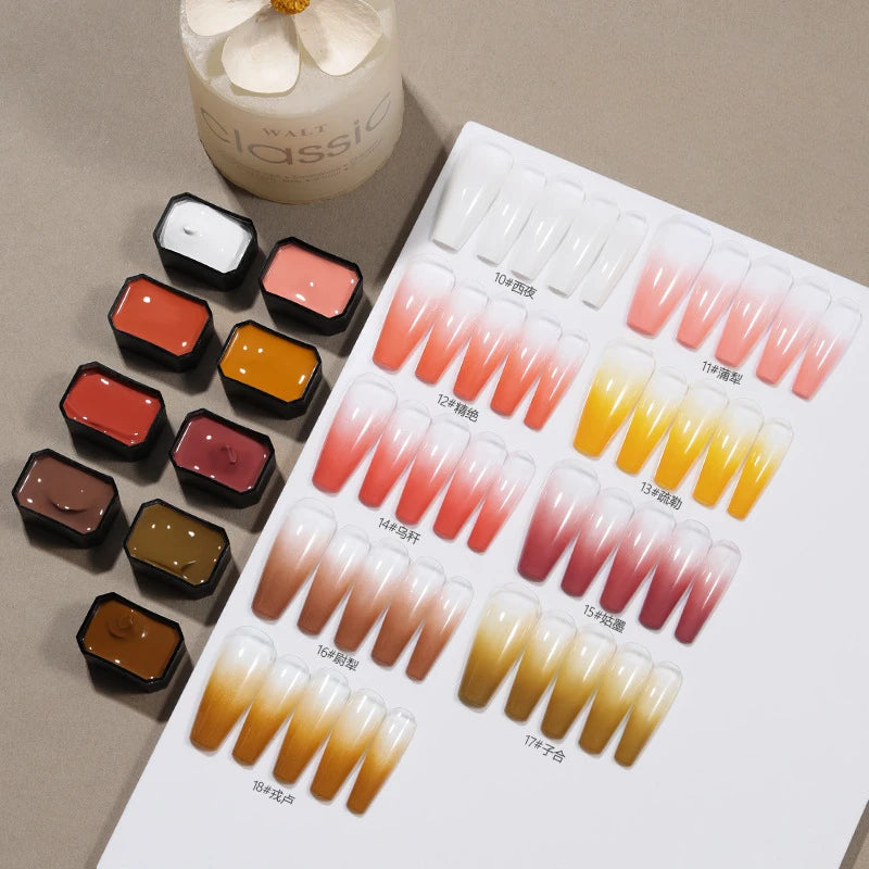 9 Colors Pat Painting Gel Nail Polish Set With Sponge Gradient Semi Permanent Soak Off UV LED Nail Art Gel Varnishes For Nails