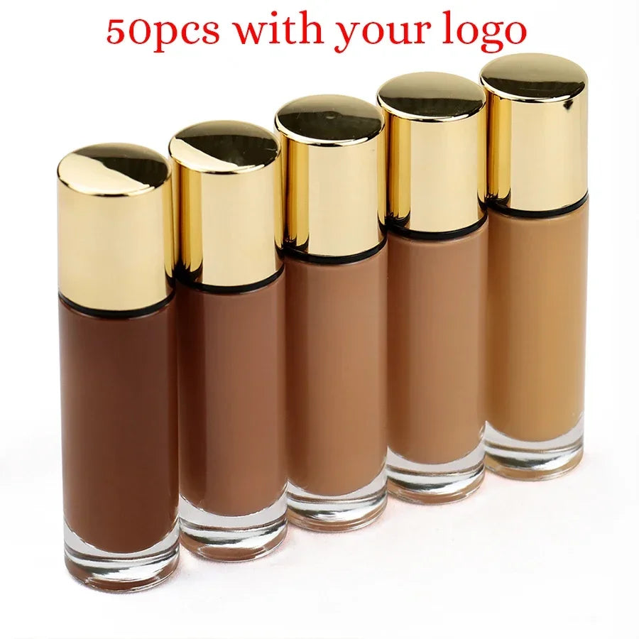 Round Bottle 12 Color Matte Moisture Waterproof All Kinds Skin Private Label Liquid Foundation Custom Base Make Up Bulk Makeup