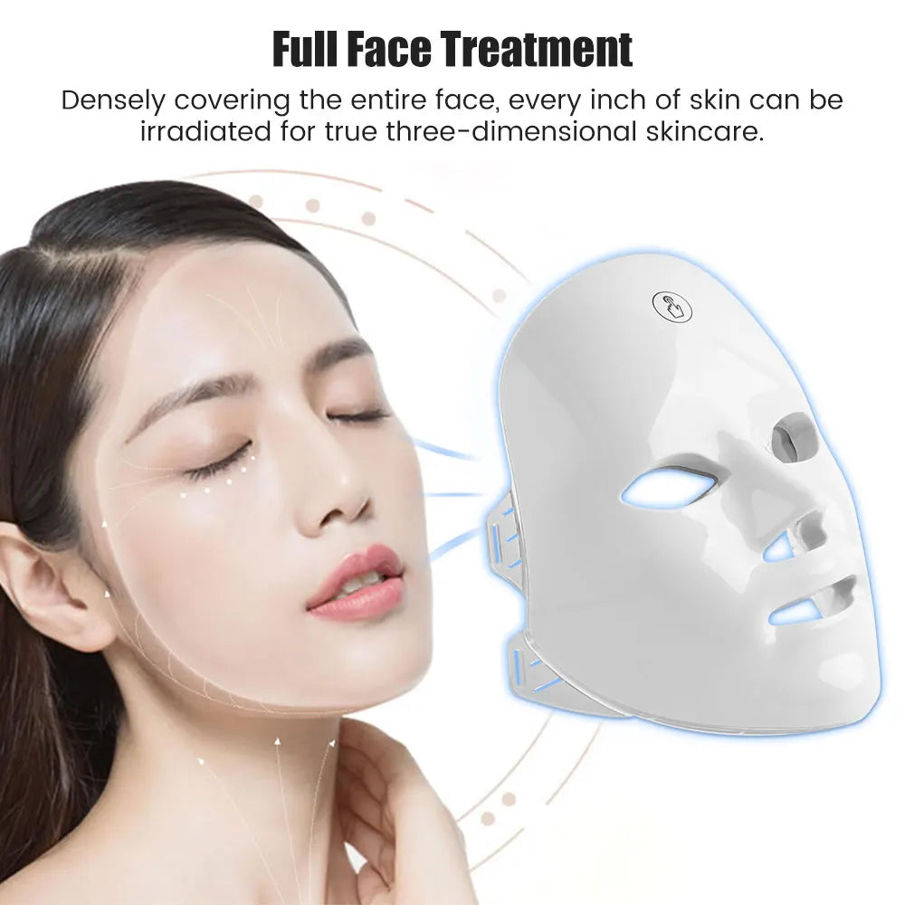 7 Colors Photon Facial LED Mask Red Light Therapy Anti Aging Face Neck Beauty Mask Relaxation Treatment Anti-Wrinkle Skin Care