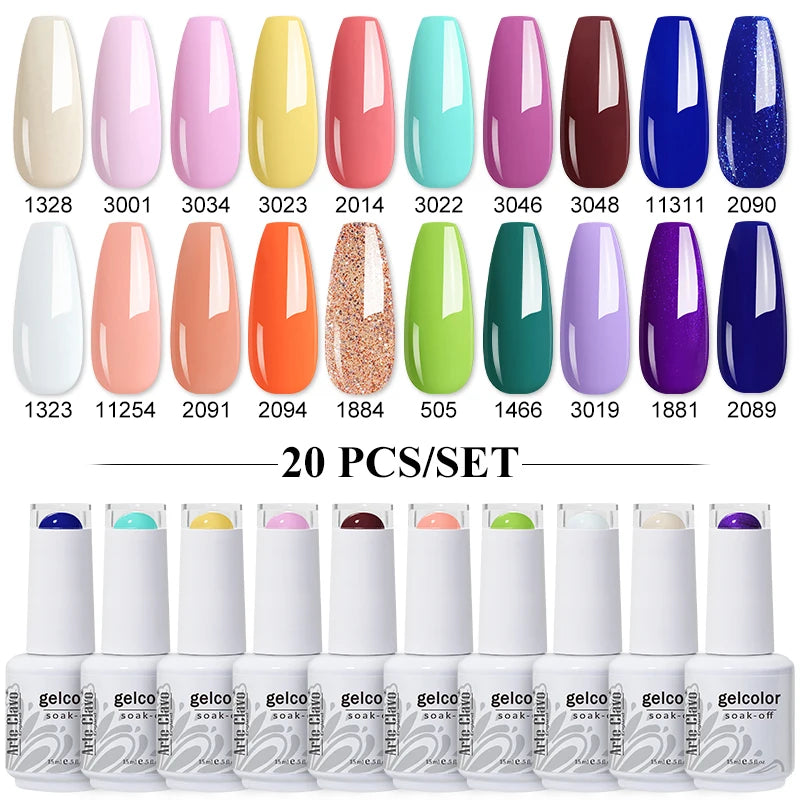 Arte Clavo 10/12/20pcs Gel Nail Polish Set 116 Colors Manicure Semi Permanent Soak Off UV  LED Design Nail Art Gel Varnish Kit