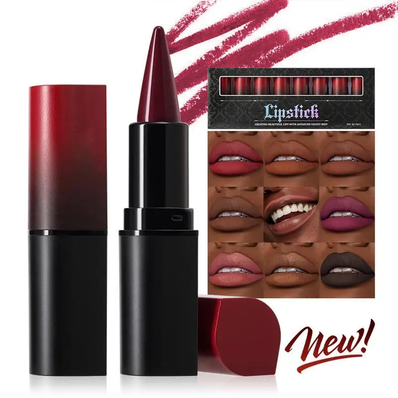 8pcs Tapered Gradient Lip Liner Matte Brown Redd Velvet Lipstick Nude Brown Lip Liner Pencil Kit Red Contour Tint Labial Makeup