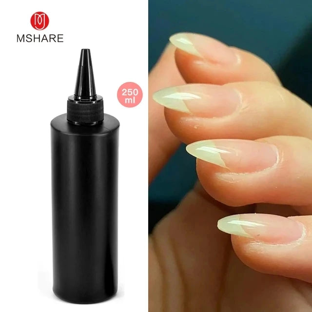 MSHARE Clear Rubber Base Gel Coat Thicker Nails Strengthen Alignment Base Soak Off 250ML Level Up