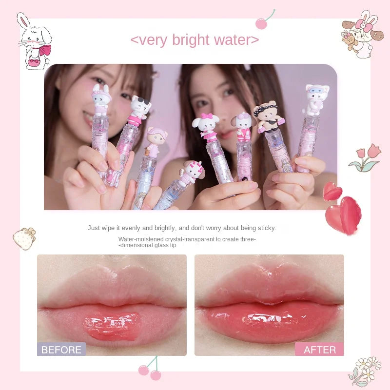 FLORTTE&MIKKO Mirror Lip Glaze Waterproof Translucent Lipstick Korean Makeup Lipgloss Lip Plumper Gloss, Moisturizing Lip Oil