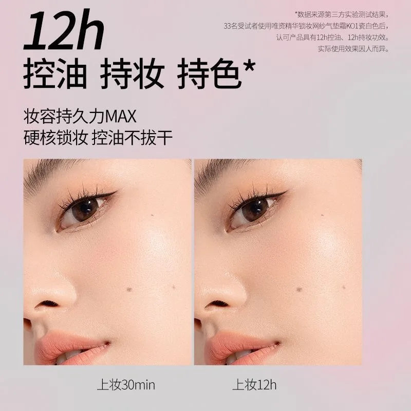 VEECCI Hydrating BB CC Air Cushion Cream Face Make Up Foundation Base Moisturizing Brighten Long-Lasting Concealer 10g