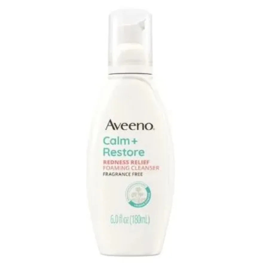 Aveeno Calm + Restore Redness Relief Face Wash Foaming Facial Cleanser 6 oz