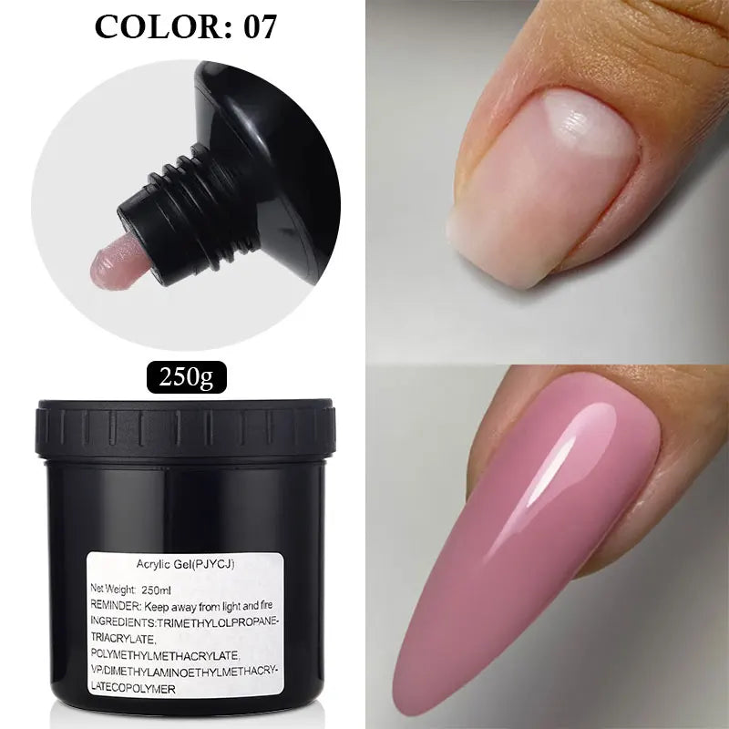 MSHARE 250g Clear Acrylic Gel Hard Gel For Nail Extension Pink Nude White Acrygel Hema Free Builder Nail Gel French Nails Art