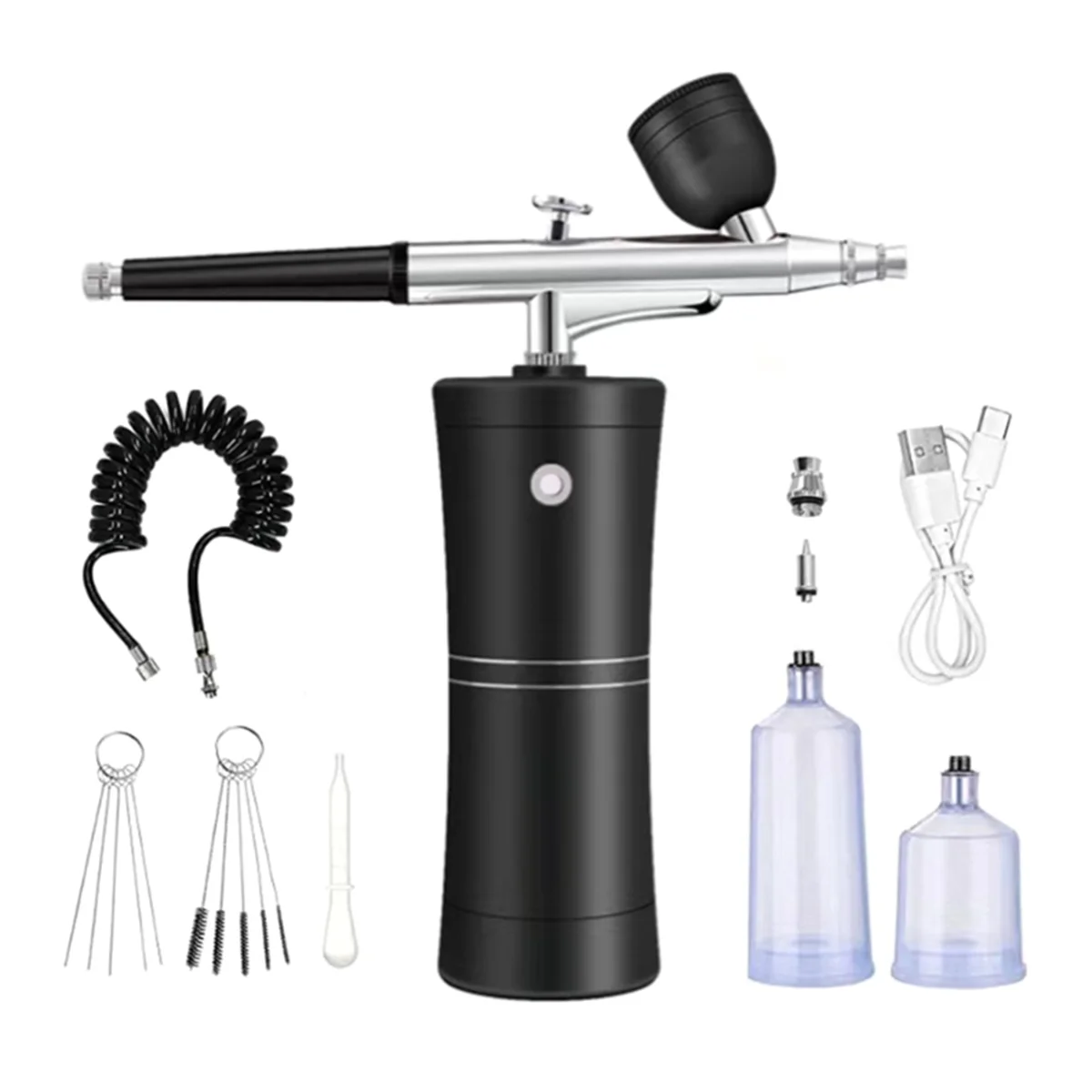 ABQR Airbrush Kit Cordless Mini Airbrush with Compressor Set with 0.3mm Nozzle Portable Makeup Oxygen Machine A