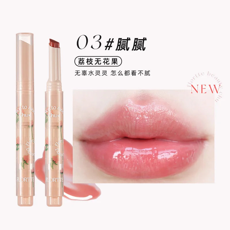 FLORTTE First Kiss Love Lipstick Pencil Lip Balm Mirror Shine Lip Glaze Lip Stick Korean Makeup Lipgloss