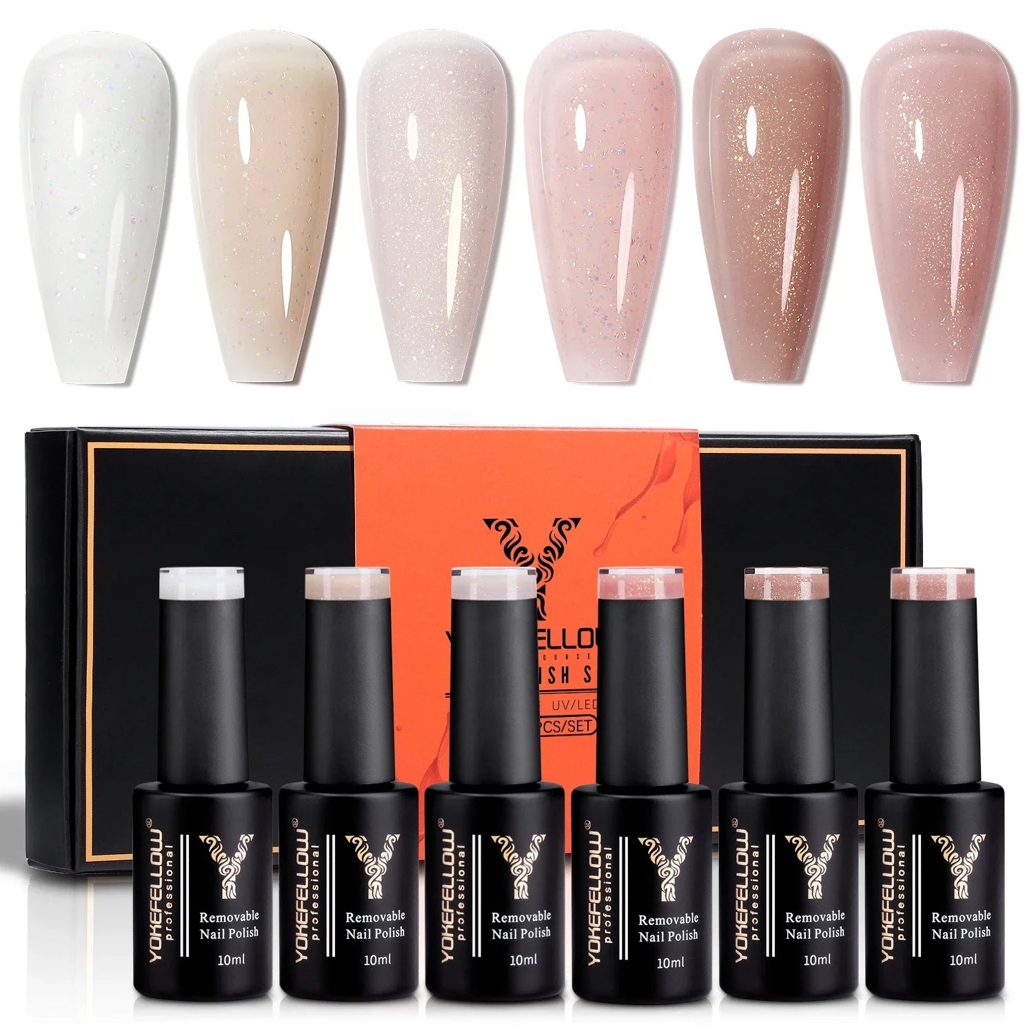 YOKEFELLOW Gel Nail Polish Set 10ml 6Pcs Green Soak Off UV LED Cure Gel Varnish for Nail Art Manicure DIY St. Patrick's Day