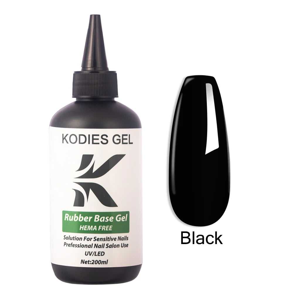 KODIES GEL HEMA Free Rubber Base Gel Nail Polish 200ML UV Semi Permanent Vegan Gel Varnish Bulk Refill Manicure Salon Quality