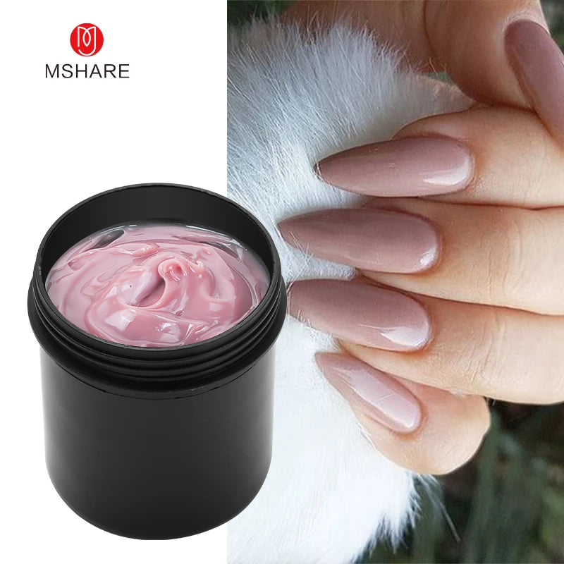 MSHARE 250g Natural Nude Translucent Hard Builder Jelly Gel Not Flow Nail Extension Stretching Construction Repair Broken