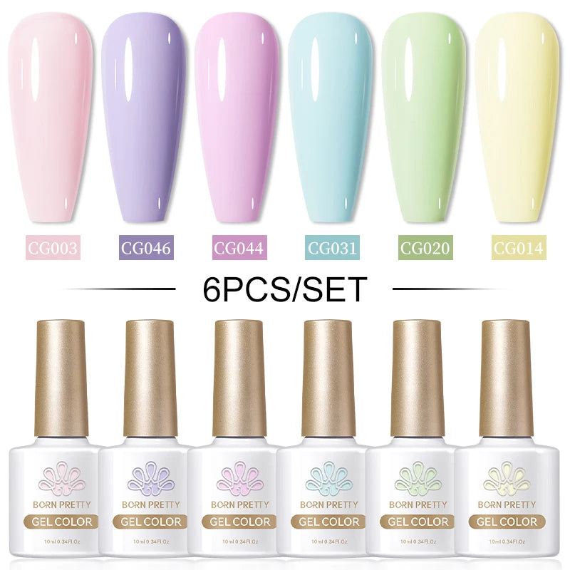 BORN PRETTY 6PCS Gel Polish Set 9D Polaris Cat Magnetic Soak Off UV LED Polish DIY Nail Art Manicure Varnish Base Top Coat