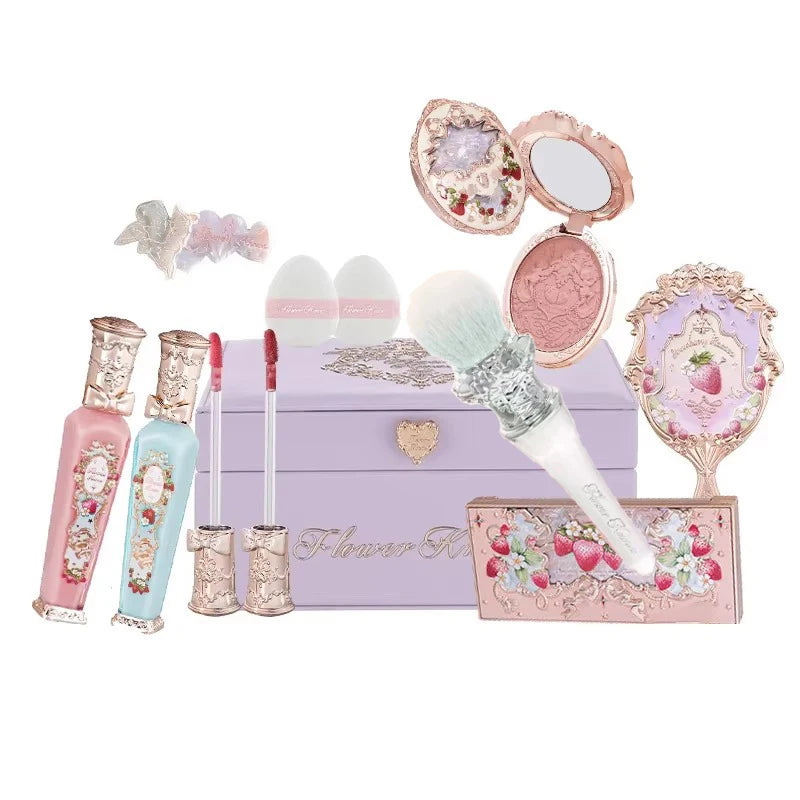 Flower Know Strawberry Rococo All-In One Gift Set Makeup Kit Full Professional Eyeshadow Blush Powder Lip Cream Flowerknows