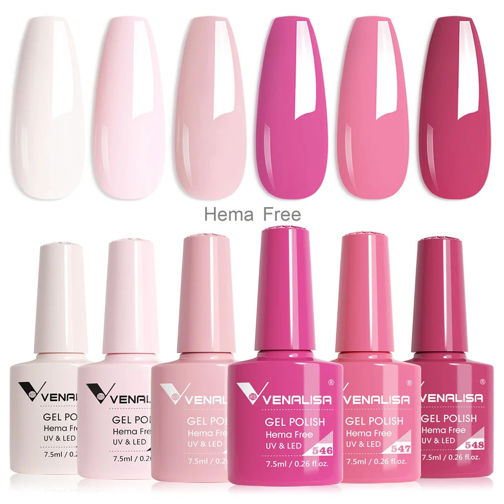 Rose Rubber Base Venalisa Nail Gel Polish Set