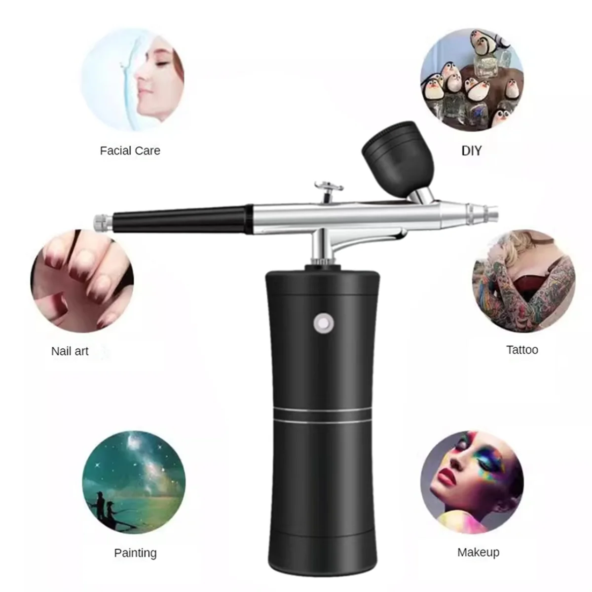 ABQR Airbrush Kit Cordless Mini Airbrush with Compressor Set with 0.3mm Nozzle Portable Makeup Oxygen Machine A