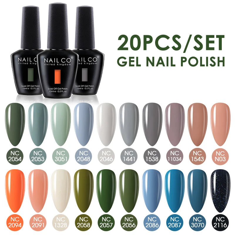 NAILCO 15ml 20/30pcs Gel Nail Polish Set Spring Summer Color UV Gel Nail Art All For Manicure  Gel Paint For DIY Professionals