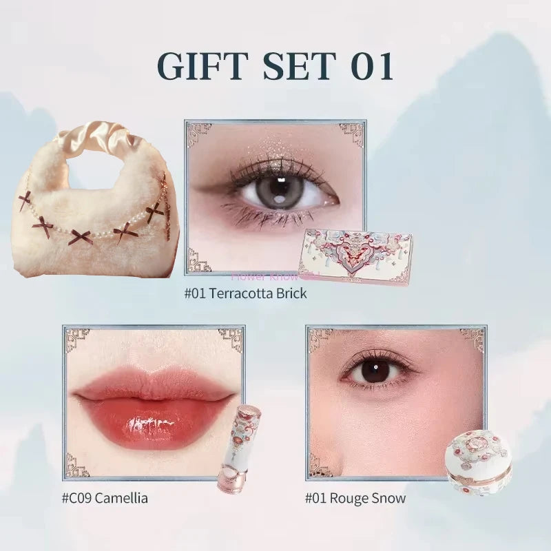 Flower Knows Butterfly Cloud Collar Collection Makeup Gift Set Includes Glitter Eyeshadow Blush Powder Lipstick makeup Bag