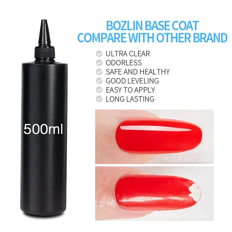 BOZLIN 1KG Super Shinny Top Coat UV Base Gel Polish Matte Top Coat Reinforce Gel Long Lasting Shinning Soak Off Nail Art Varnish