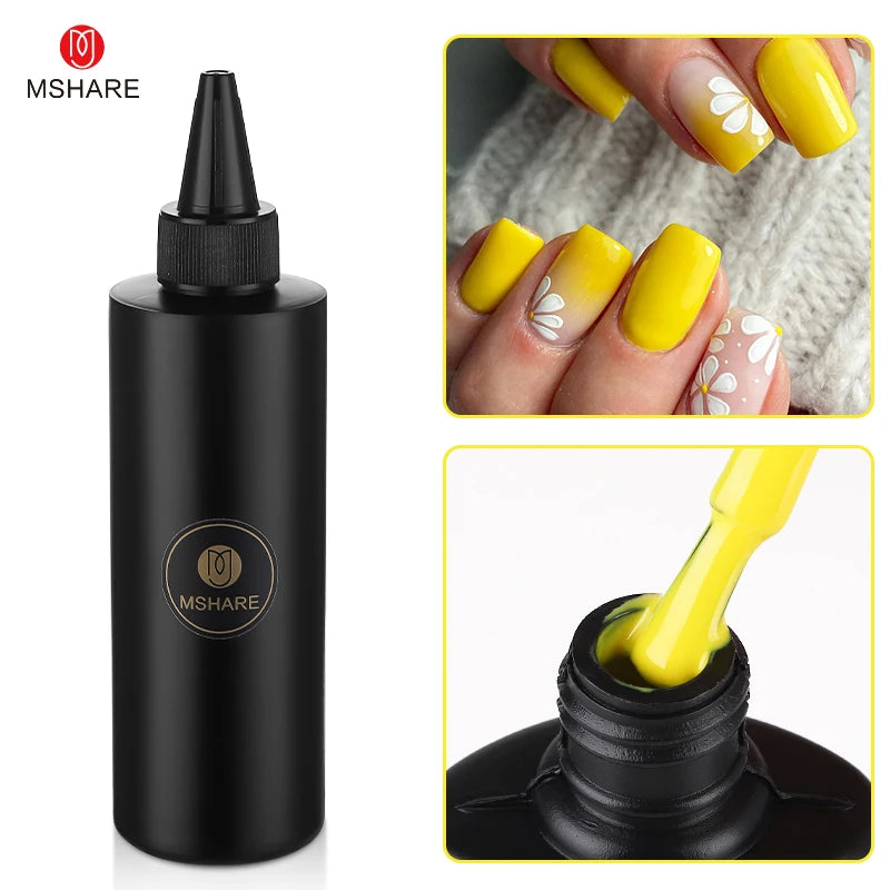 MSHARE 250ml Black White Nail Color Colour Milky White Gel Polish Semi Permanent Varnish Soak Off UV LED Nails