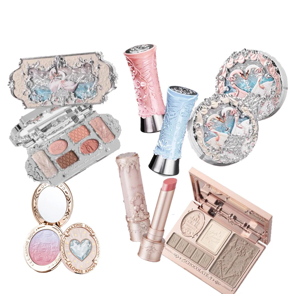 Flowerknows Make Up Sets Cosmetics Full Set Gift Box Makeup Kit Lip Glaze Matte Blush Powder Eye Shadow Highlighter Contour