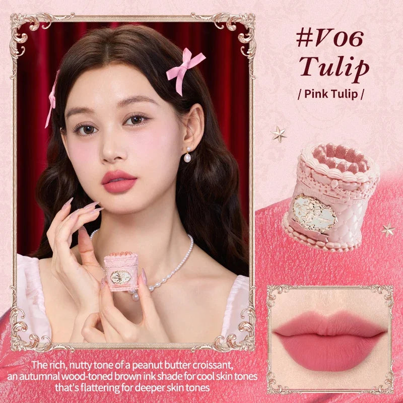 Flower Knows Strawberry Cupid Collection Cake Lip Cream 5ml Velvet Lip Tint - High Pigment Color Longwear Matte Lipstick