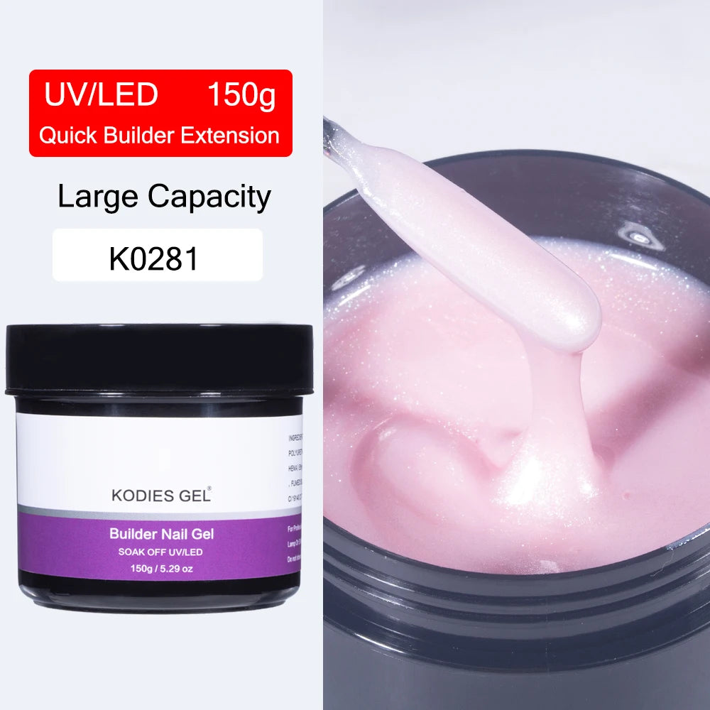 KODIES GEL 150g Builder Nail Gel for Extension Semi Permanent UV Aurora Construction Poly Gellak for Nail Art Manicure Design