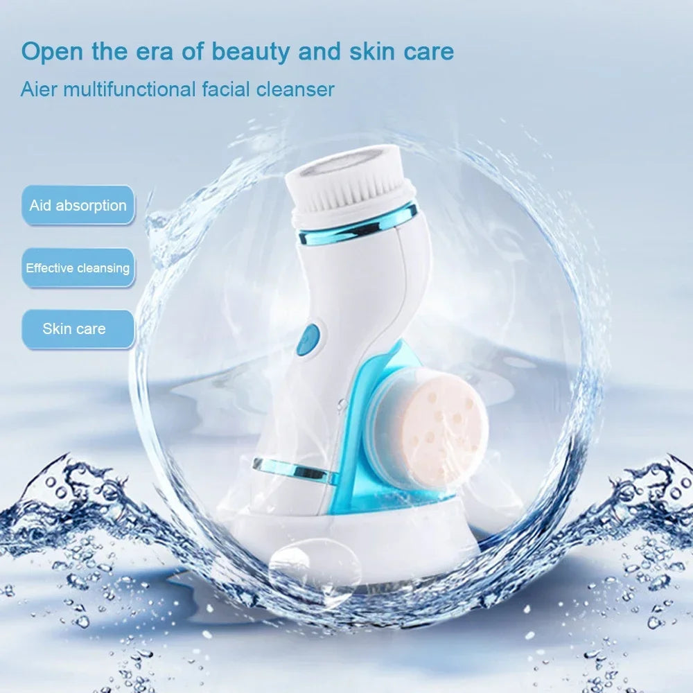 4 in 1 Waterproof Electric Facial Cleanser Cleaning Pore Blackhead Beauty Instrument Face Massager Facial Beauty Cleansing Brush