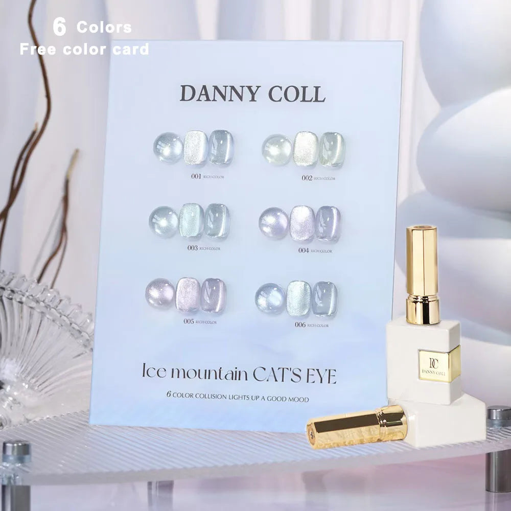 6pcs Sparkling Magnetic Gel 9D Flash Crystal Cat's Eye Gel Nail Polish Set With Sample Soak Off UV LED Cat Eye Varnish 15ml