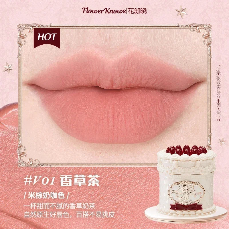 Flowerknows Strawberry Cupid Lipstick Cake Matte Velvet Lipgloss Lip Mud Makeup Korean Flower Know Lip Cream For Girls&Women