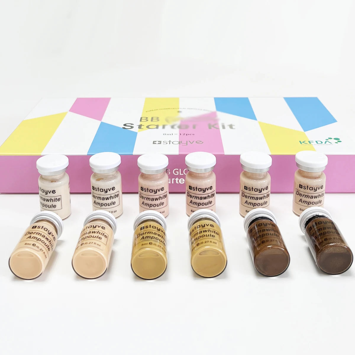 NEW Derma white BB Cream Glow Serum Ampoule add foundation niacinamide/peptide for effective brightening anti-aging 12pcs 8ml