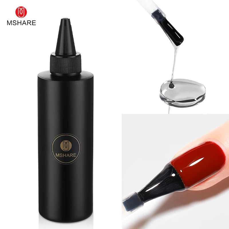 MSHARE Clear Rubber Base Gel Coat Thicker Nails Strengthen Alignment Base Soak Off 250ML Level Up