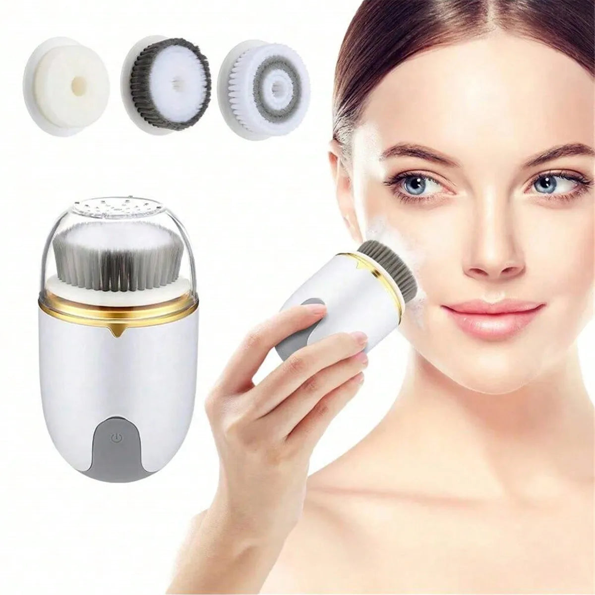 Electric Ultrasonic Facial Cleanser Brush 3 In 1 Cleansing Face Brush 360 Rotate Deep Cleaning Brush Facial Skin Care Tools