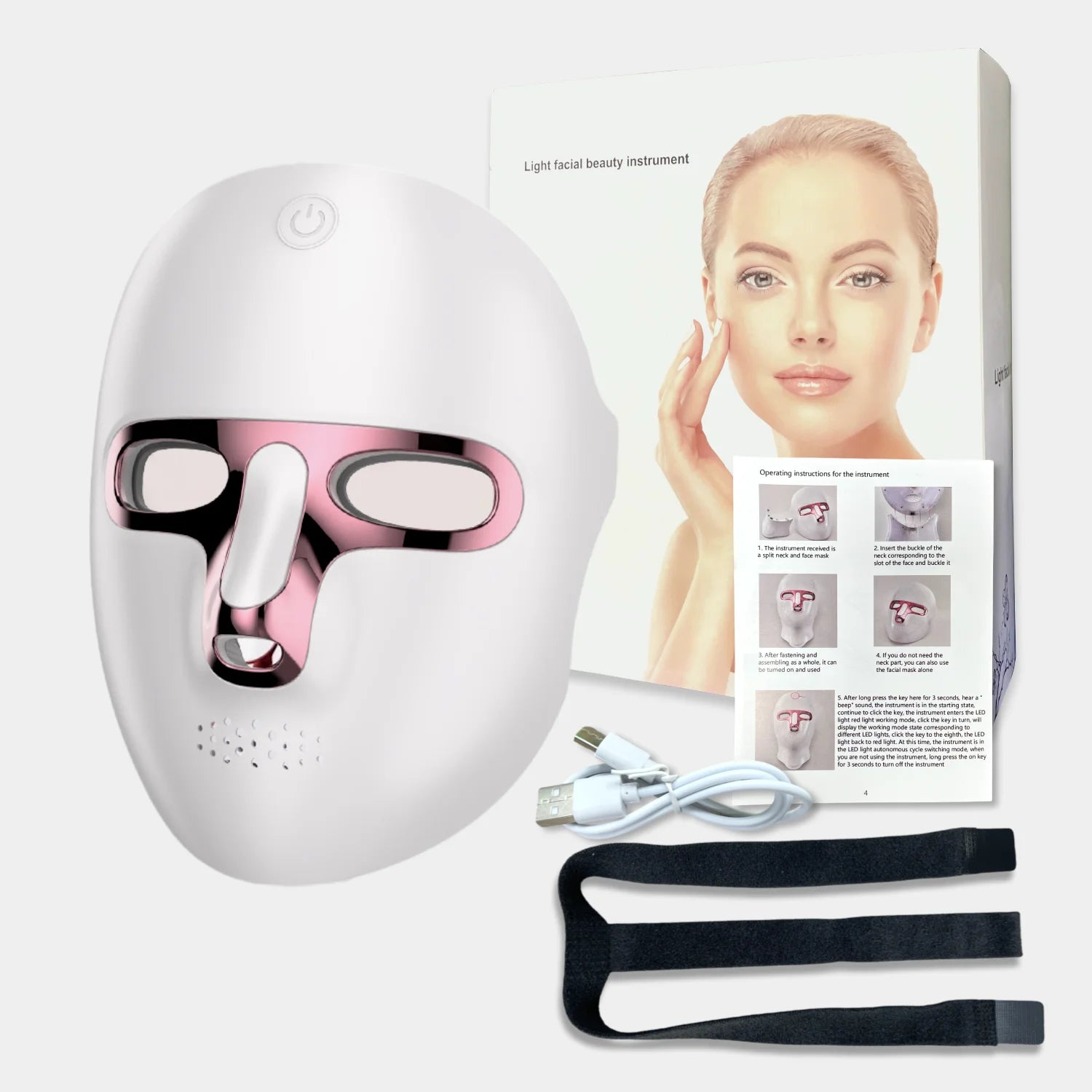 LED Facial Mask Face and Neck 7-1 Colors Light Therapy Skin Beauty Red Light  Facial Mask Wireless Rechargeable at Home Use