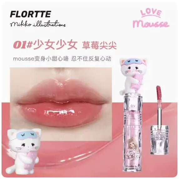 FLORTTE&MIKKO Mirror Lip Glaze Waterproof Translucent Lipstick Korean Makeup Lipgloss Lip Plumper Gloss, Moisturizing Lip Oil
