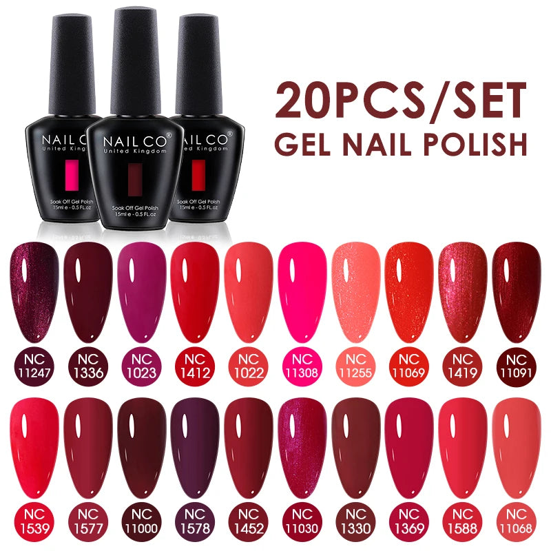 NAILCO 15ml 20/30pcs Gel Nail Polish Set Spring Summer Color UV Gel Nail Art All For Manicure  Gel Paint For DIY Professionals