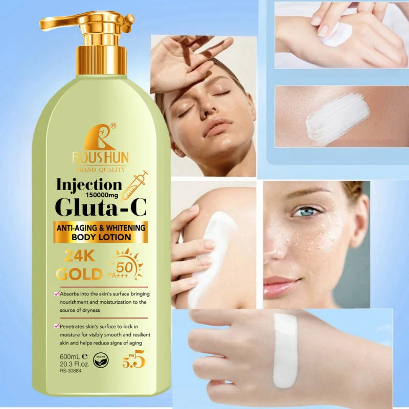 600ml GLUTA-C Body Lotion Sun Cream 2-in-1 Moisturizing Body Lotion Leaves Fragrance, Refreshing and Moisturizing