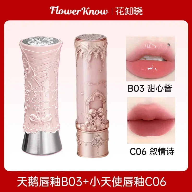 Flower Knows Butterfly Cloud Shoulder Makeup Sets Gift Box Cosmetics Lipstick Lip Blush Free Powder Puff
