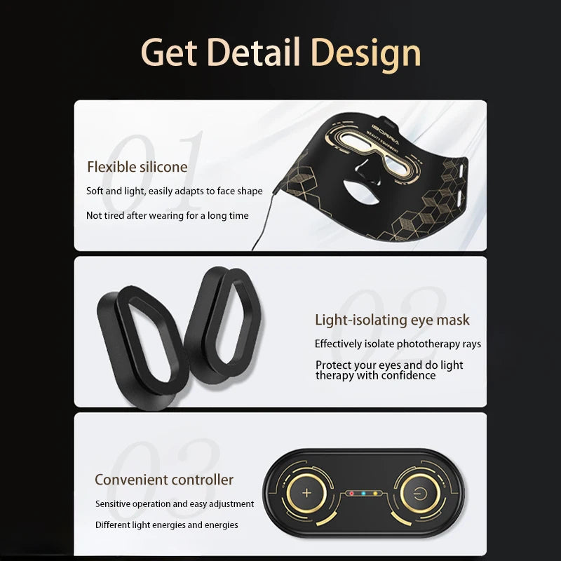 LED Photon Beauty Mask 4 Colors Skin Rejuvenation Brighten Skin Promote Absorption LED Mask Face Lifting Beauty Mask Repair Skin