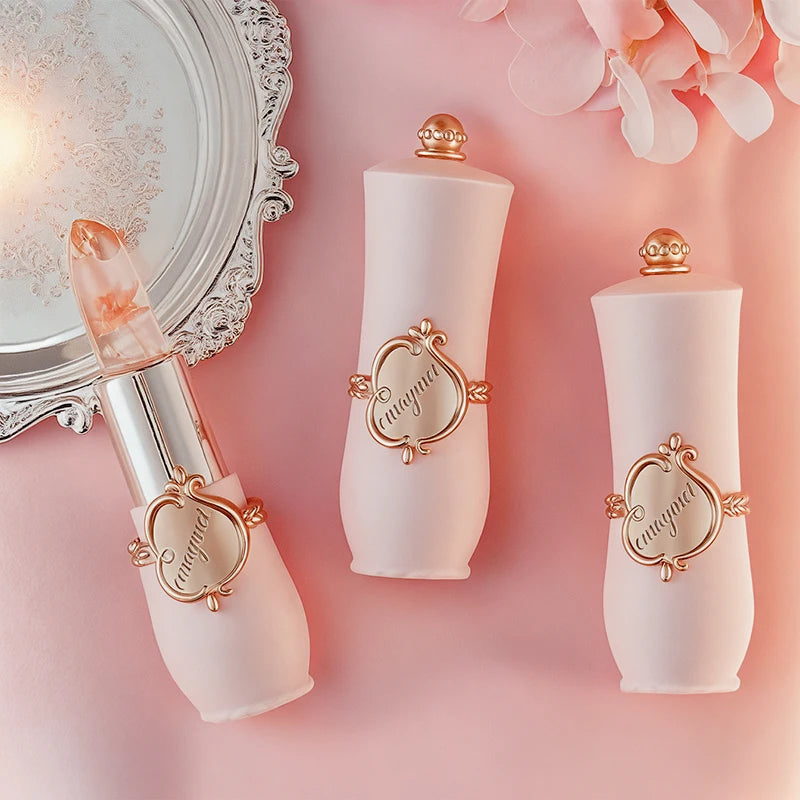 QCUG Crystal Flower Jelly Lipstick, Long Lasting Nutritious Lip Balm Lips Moisturizer Temperature Color Change Lip Gloss
