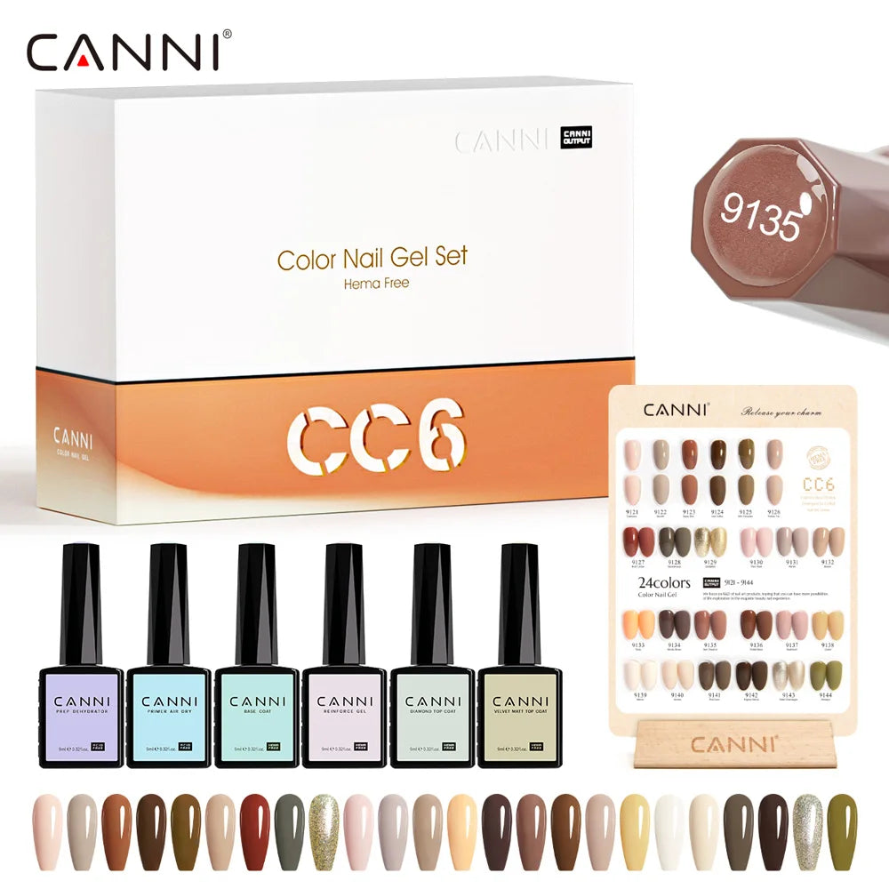 CANNI HEMA FREE Nail Gel Polish Set New Arrival VIP Kit Gorgeous Color Semi Permanent Full Coverage Soak off UVLED Gel Varnish