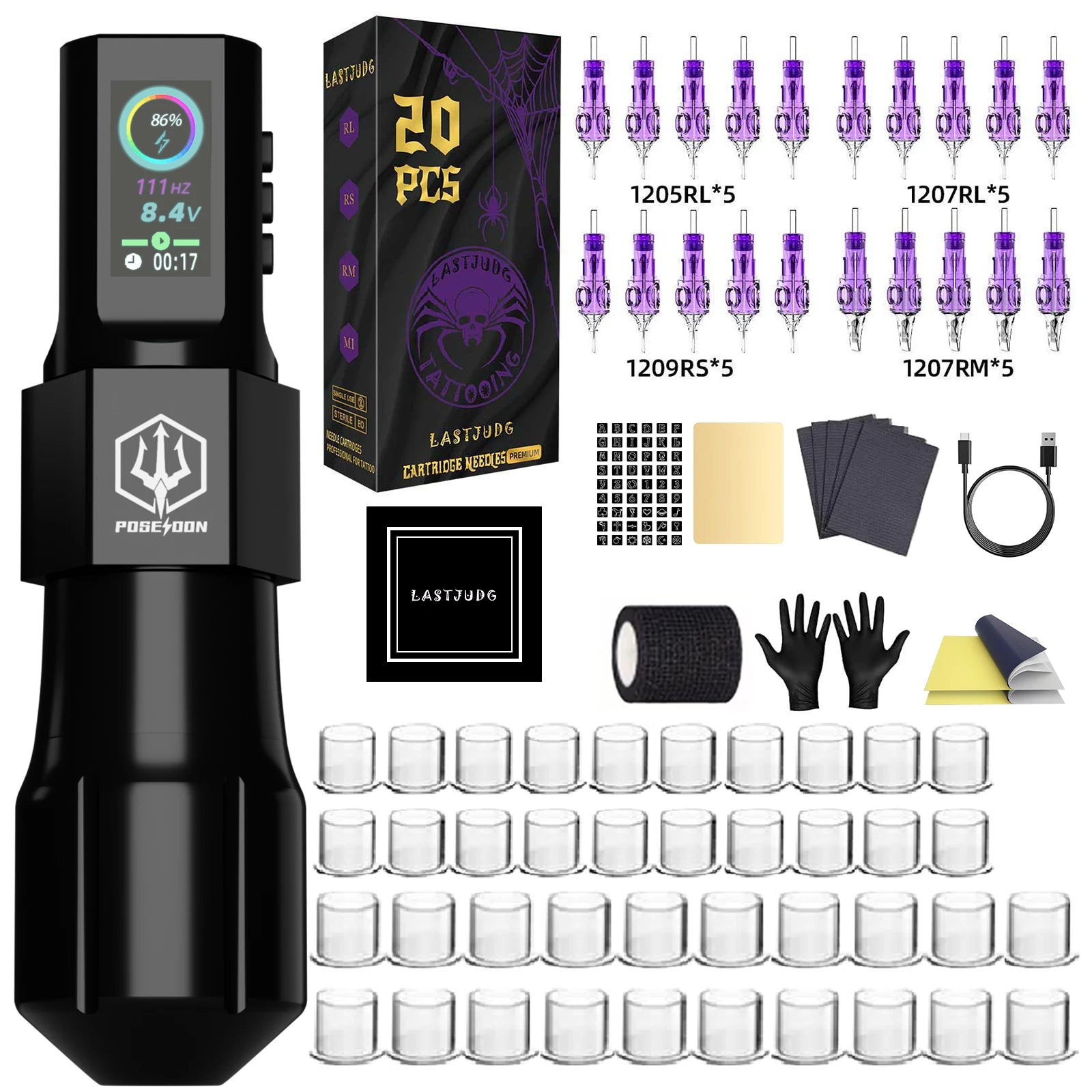 Tattoo Kit LASTJUDG High Power Tattoo Pen Kit For Permanent Makeup Tattoo Machine Kit Hot Tattoo Power Supply Tattoo Gun Kit