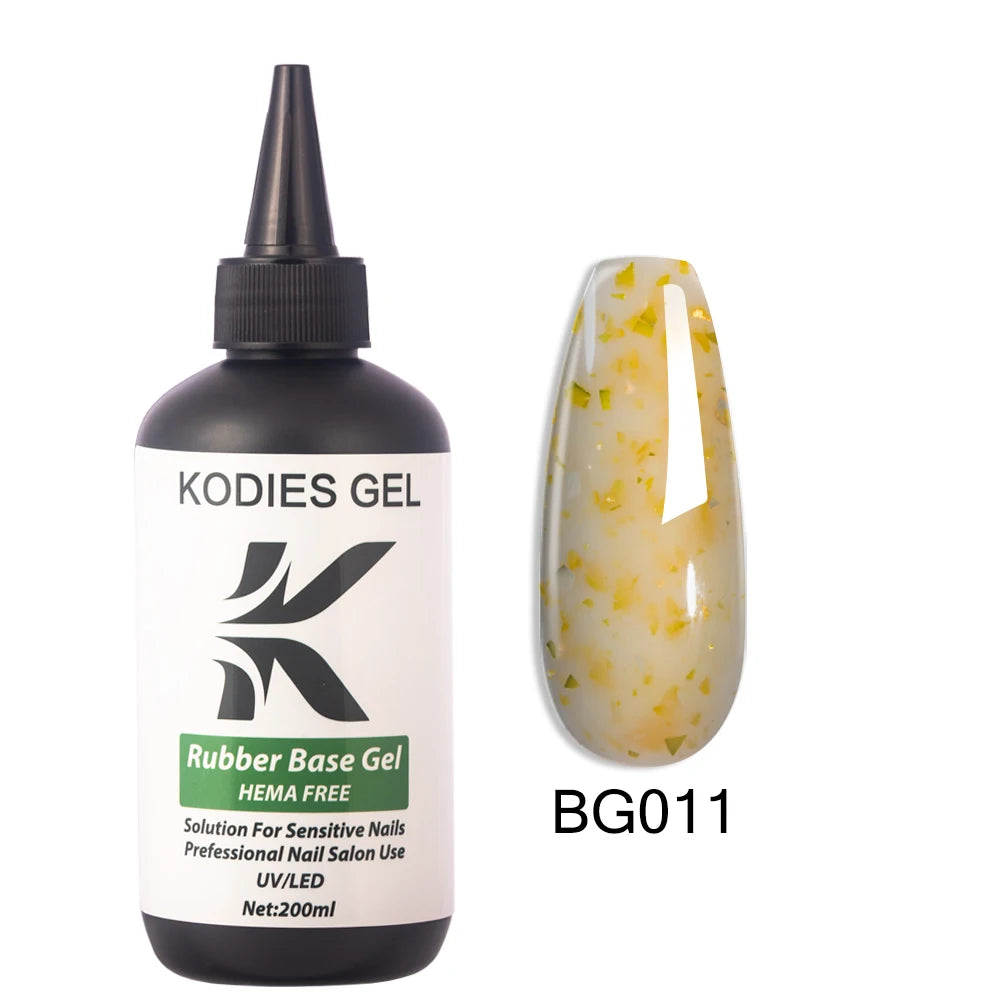 KODIES GEL HEMA Free Rubber Base Gel Nail Polish 200ML UV Semi Permanent Vegan Gel Varnish Bulk Refill Manicure Salon Quality