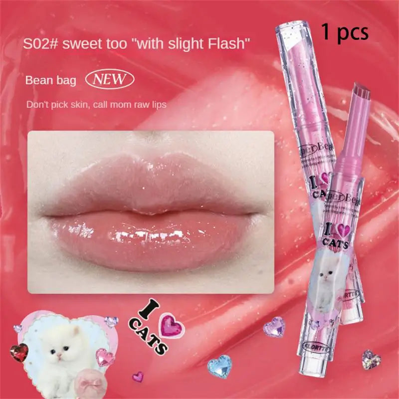 FLORTTE Love Shape Lipstick Flower Jelly Water Lip Gloss Clear Light Hydrating Lip Tint Non-stick Cup Korea Cosmetic