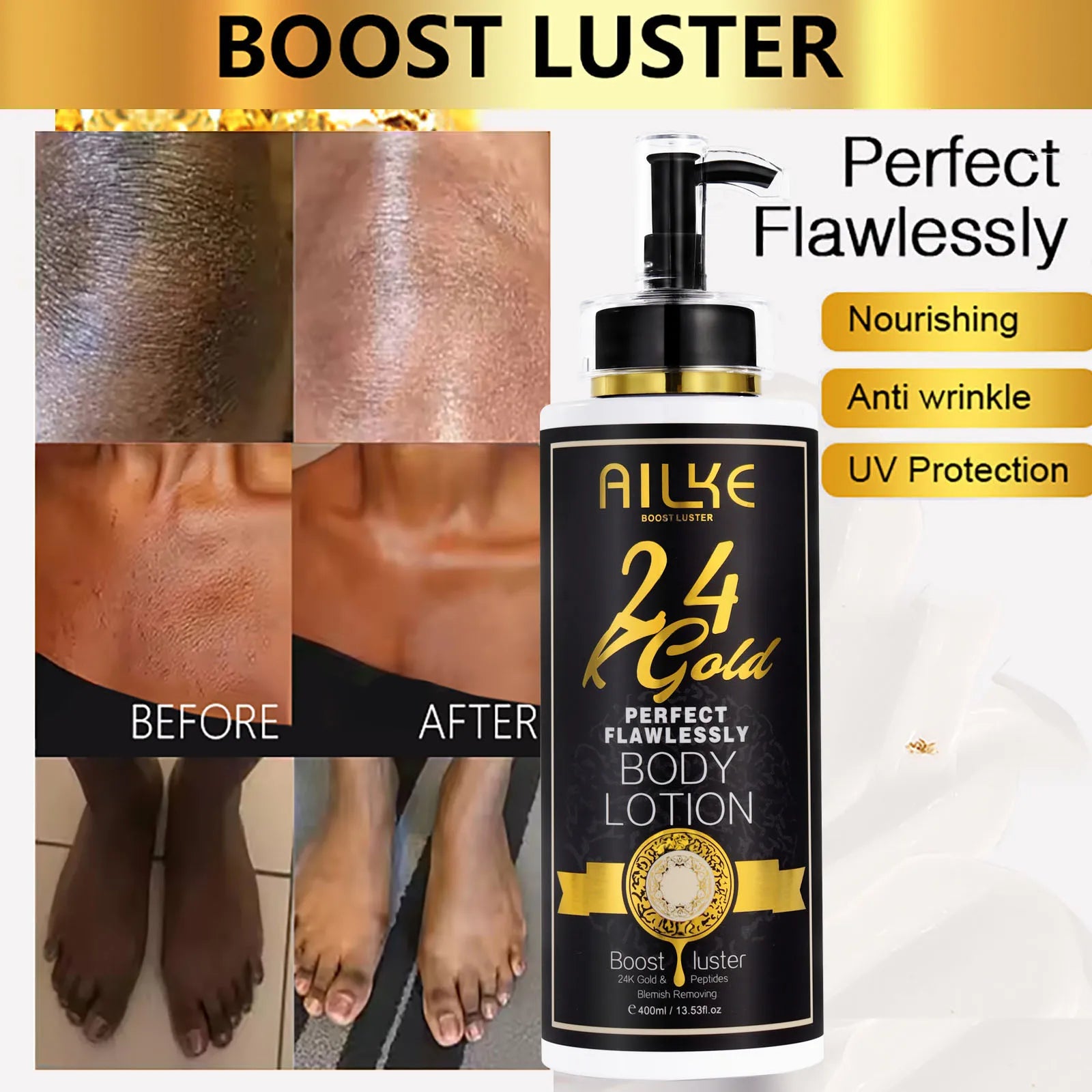 Ailke 24K Gold Collagen Cream Joint Removing Dark Spot Strong Whitening Face Anti Aging Skin Care Set